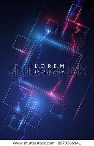 Neon light shapes with lightnings