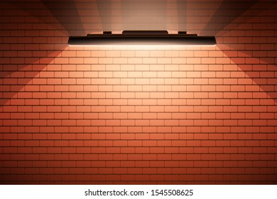 Neon light shines Block Brick Wall Illustration vector On art comic style Colorful shadow background