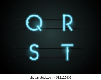 Neon Light sign Alphabet Vector Font. Type letters, Glowing Neon Realistic style