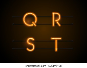 Neon Light sign Alphabet Vector Font. Type letters, Glowing Neon Realistic style