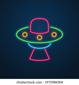neon light space spacecraft vector