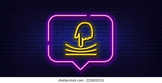 Neon Light-Sprechblase. Elastisches Zeilensymbol. Materialzeichen für Widerstandsfähigkeit. Neoner heller Hintergrund. Elastische Glühlinie. Brick-Wand-Banner. Vektorgrafik
