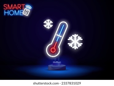 Neon light speech bubble. Fahrenheit thermometer line icon. Temperature diagnostic sign. Fever measuring symbol. Neon light background. Fahrenheit thermometer glow line.