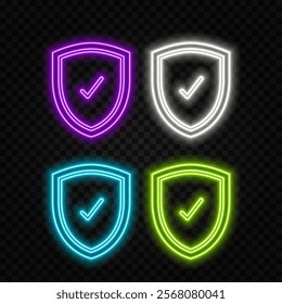 Neon light speech bubble. Phone insurance hand line icon. Risk coverage sign. Device protection symbol. Neon light background. Phone insurance glow line. Brick wall banner. Vector.