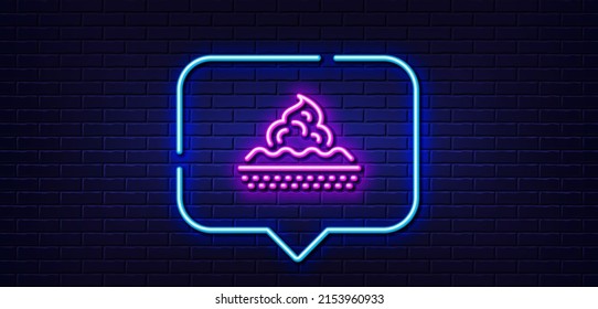 Neon light speech bubble. Skin care line icon. Moisture cream sign. Cosmetic lotion symbol. Neon light background. Skin care glow line. Brick wall banner. Vector