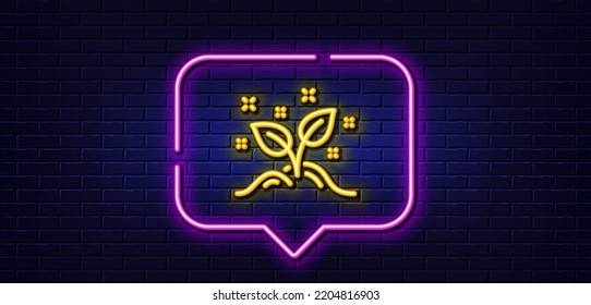 Neon Light-Sprechblase. Symbol für die Zeile "Systemstart" Die Idee hinterlässt Zeichen. Projektsymbol starten. Neoner heller Hintergrund. Startkonzept glänzt. Brick-Wand-Banner. Vektorgrafik