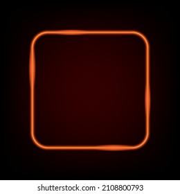 Banner cuadrado de luz neón. Marco brillante aislado sobre fondo transparente. Vector de signos de plantilla realista.
Color naranja brillante.