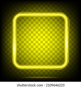 Banner cuadrado de luz neón. Marco brillante aislado sobre fondo transparente. Vector de signos de plantilla realista.
Brillante efecto amarillo rojo.