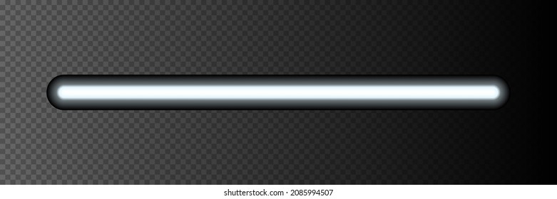 Neon light stick on transparent background. White led line glowing vector illustration. Electric color design for party or clubs.