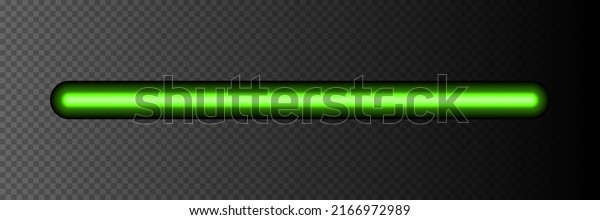 Neon light stick on transparent background. Green\
led line glowing vector illustration. Electric color design for\
party or clubs.