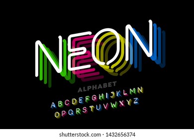 Neon light style font design, vector illustration 