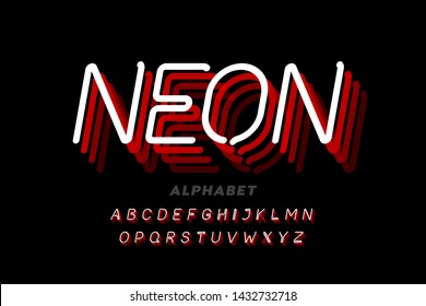 Neon light style font design, vector illustration 
