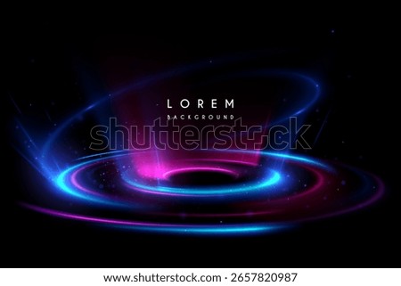 Neon light swirl effect on black background