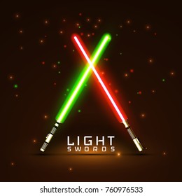 neon light swords. crossed light sabers