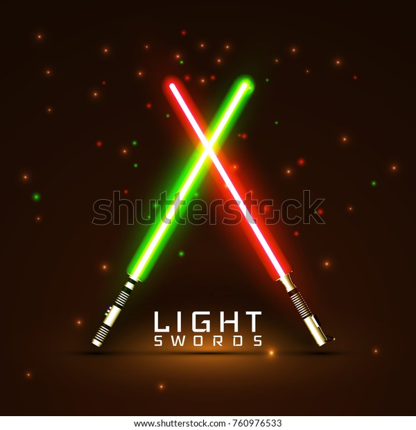neon light swords.\
crossed light sabers