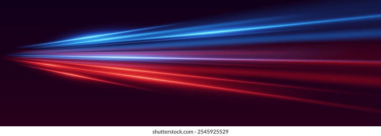 Neon light trails with the effect of speed and movement.
