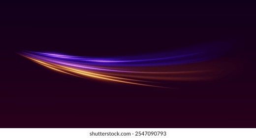 Senderos de luz de neón con efecto de velocidad y movimiento.