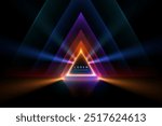 Neon light triangle shape with rays