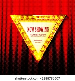 Neon light triangular banner. Vector Neon light frame sign. Realistic glowing red neon triangular frame isolated on transparent background. Shining and glowing effect.