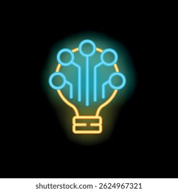 Neon lightbulb glowing, representing the concept of artificial intelligence
