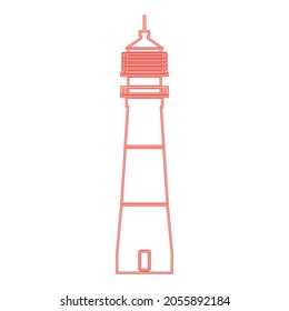 Neon lighthouse red color vector illustration flat style light image