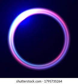 Neon lighting round frame. Abstract background. Vector stock illustration