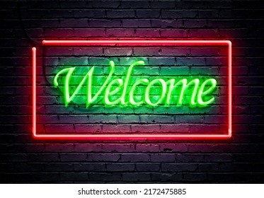 neon lighting wall background welcome