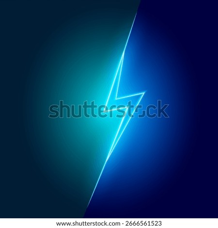 Neon lightning bolt, glowing background, vector illustration.