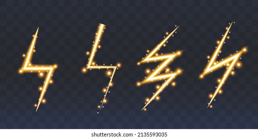 Neon lightning flash icon. Glowing neon thunder bolt sign, electrical discharge