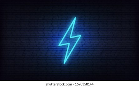 Neon Lightning, Thunder And Electricity. Lightning Bolt Neon Sign
