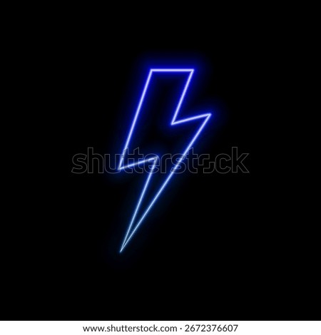 Neon lightning, thunder and electricity. Lightning Neon Sign.