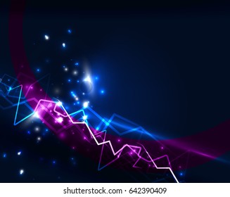 Neon lightning vector background template