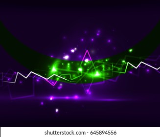 Neon lightning vector background template