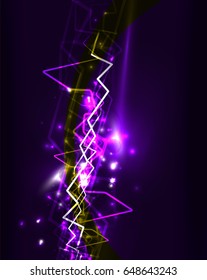 Neon lightning vector background template