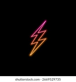 Neonblitze, Vektorgrafik auf dunklem Hintergrund. Realistisches 3D-Symboldesign. Isolierte Vektorgrafik.