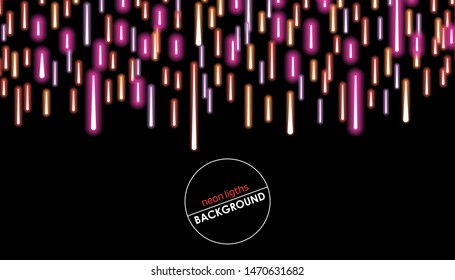 neon lights abstract background. black and colorful lamps vector illustration
