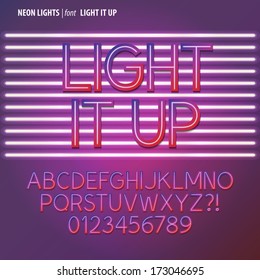 Neon Lights Alphabet and Digit Vector