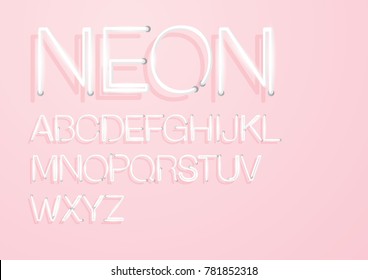 alfabetos de luces de neón/vector de diseño tipográfico
