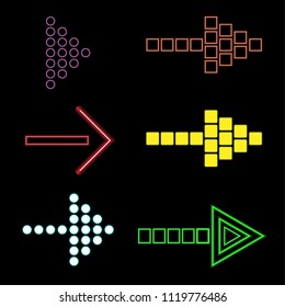 Neon lights with colorful arrows and vector design background