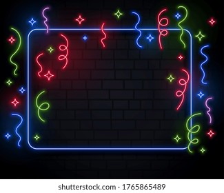 neon lights confetti celebration event background design