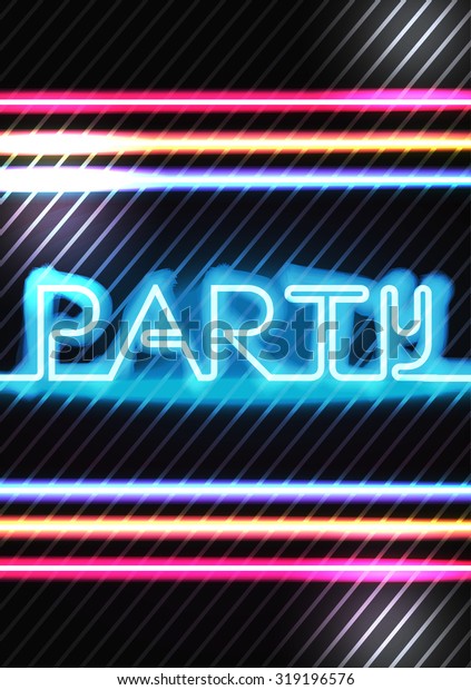 Neon Lights Disco Party Poster Background Stock Vector Royalty Free