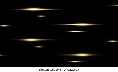 neon lights effect background. ray or beam effect with gold color. isolated with black color. vector illustration