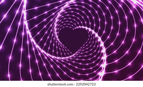 Neon lights with heart shape.
Vector illustration