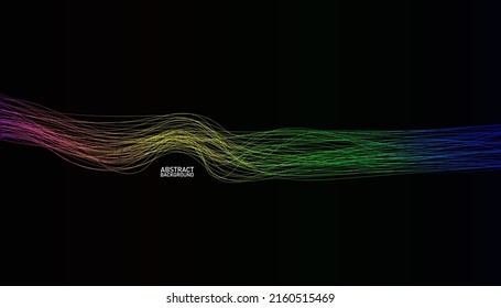 Neon lights on dark background.
 Curved lines. Vector illustration.