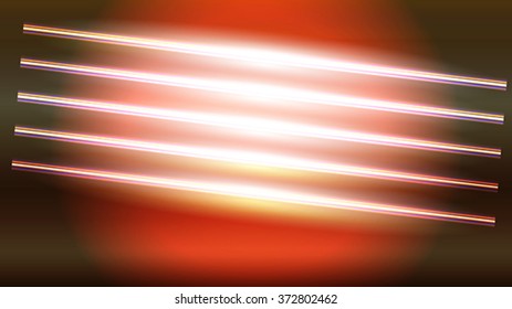 The neon lights on red background