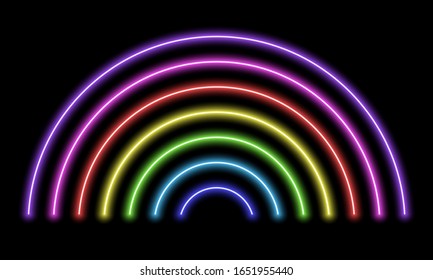 Neon lights rainbow illustration. Vector multicolor laser tubes. 10 eps. For design, illustration, poster, advertising banner etc.