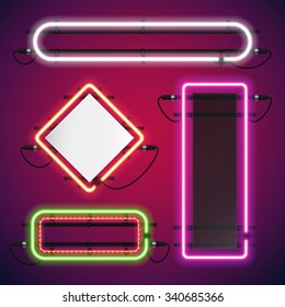 Neon Lights Rectangle Frames Set for Your Custom Banner. Used pattern brushes included. There are fastening elements in a symbol palette.