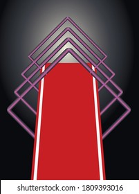 Neon lights and red carpet. vector