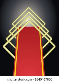 Neonleuchten und roter Teppich. Vektorgrafik