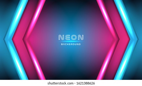 Neon lights stage background with arrow shapes 